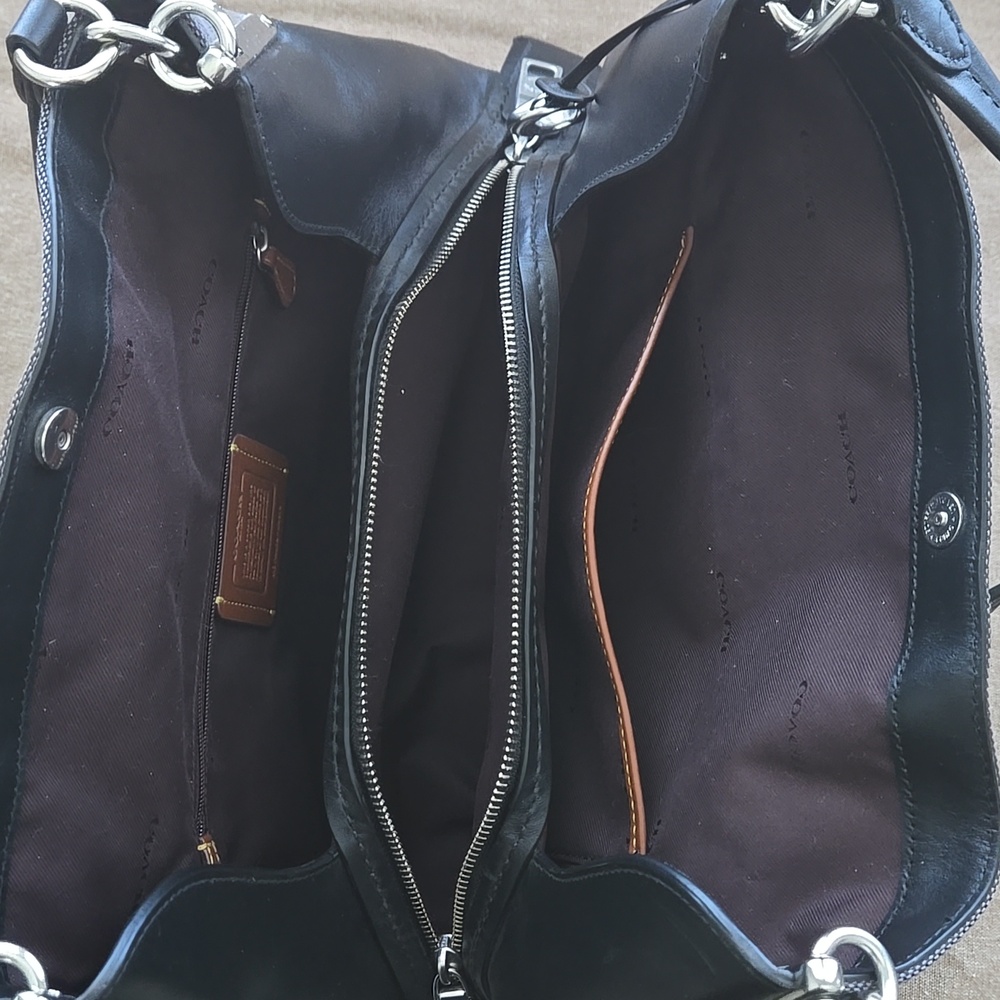 Coach Gray and Black Canvas Shoulder Bag - Picture 3 of 4